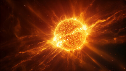 Exploding and burning planet 3D scene picture
