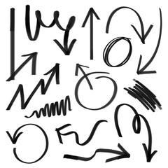 Png doodle black highlight arrow set