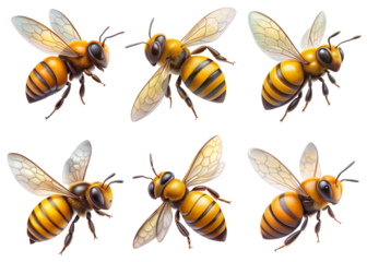 Realistic bee, PNG transparent image, AI generative