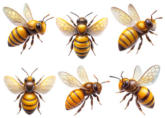 Realistic bee, PNG transparent image, AI generative