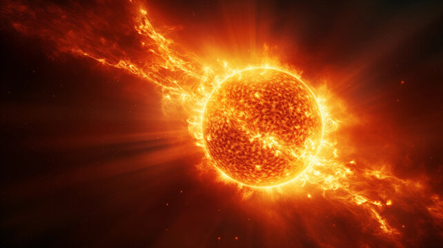 Exploding and burning planet 3D scene picture
