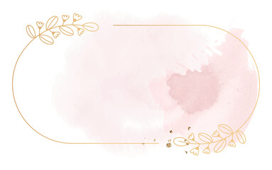 Botanical frame png ornament in pink watercolor style