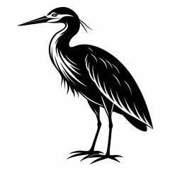 heron silhouette isolated on white heron on a white background   Vector Illustration 