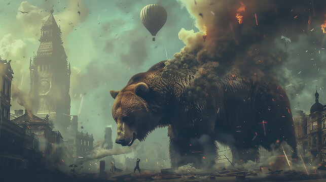 an surreal image representing bear market