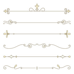 Obraz premium Png ornamental divider set in yellow color