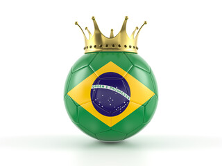 Brazil flag soccer ball with crown