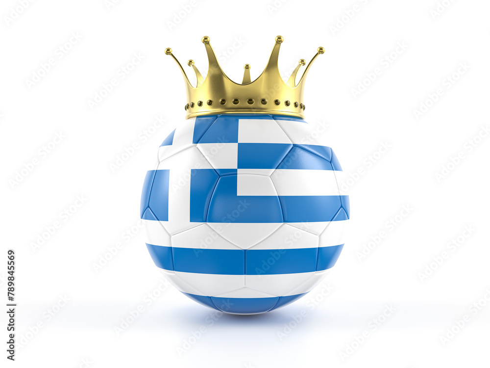 Wall mural Greece flag soccer ball with crown