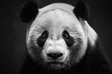 Intricate simplicity showcased in this high-resolution photograph of a minimalist black and white panda face.