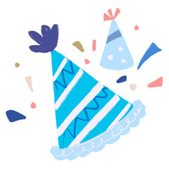 Party hat PNG blue clipart decoration confetti