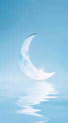 Obraz na płótnie Canvas Lonely moon scene for World Sleep Day, World Autism Day concept illustration
