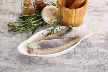 Pickled atlantic tasty herring fillet