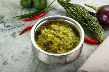 Indian cuisine - palak paneer cheese with spinach