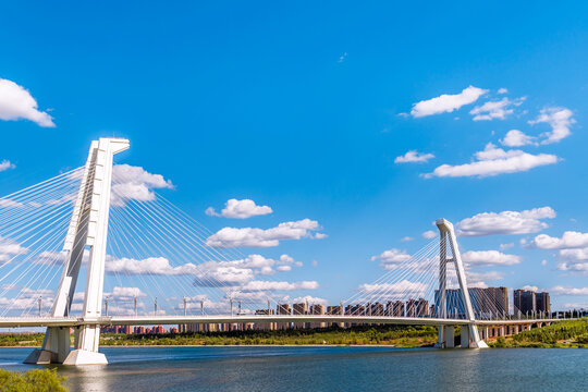 Ordos Bridge in Kangbashi New Area, Ordos, Inner Mongolia, China