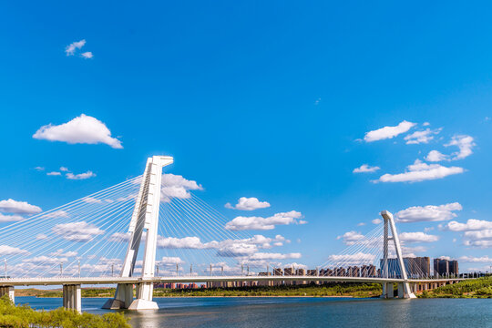 Ordos Bridge in Kangbashi New Area, Ordos, Inner Mongolia, China