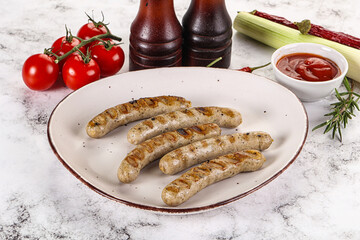Grilled natural organick white sausages