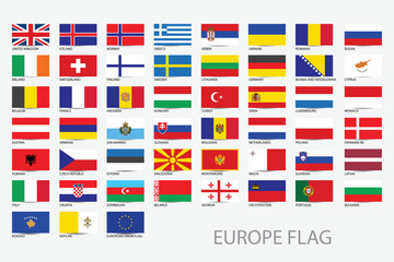 Flags of the European Union. Vector illustration. Set of flags.