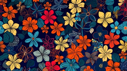 Flowers Pattern Doodle Style Drawing Texture Wallpaper Background