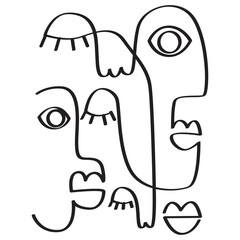 Abstract One Line Face