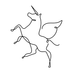 Unicorn png logo element, line art illustration