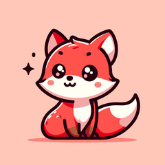 a clean vector cute animal attractive Fox