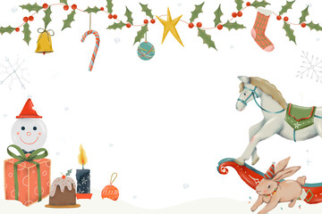 Obraz premium Christmas frame png, winter holidays season illustration