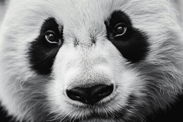 Minimalist aesthetics meet nature's beauty in this stunning close-up of a black and white panda...