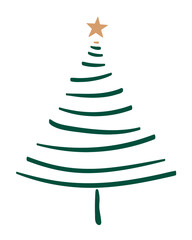 Green Christmas tree sticker png transparent, creative doodle hand drawn, festive design