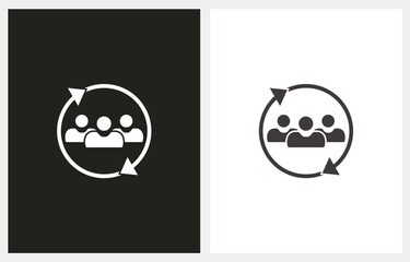 Rotating Arrow Person Group People Circle logo icon vector