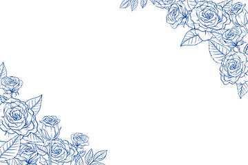 Blue rose png transparent background, vintage flower border