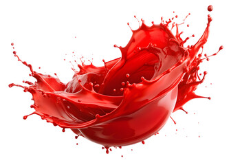 Isolated Red Berry Syrup Splash on White Background, Cutout
