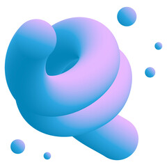 Twisted 3D png abstract shape clipart, blue liquid texture on transparent background