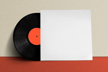Vinyl record png mockup, album cover, transparent design