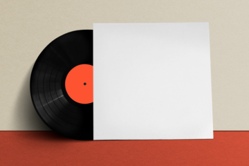 Vinyl record png mockup, album cover, transparent design