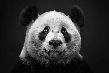 Tranquility and beauty converge in this stunning image of a minimalist panda face, captured in high...