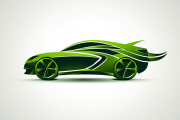 Vibrant green car icon logo representing environmental consciousness