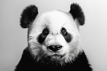 Tranquility and beauty converge in this stunning image of a black and white panda face, capturedin...