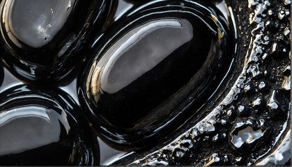 shiny black agate gemstone crystal close-up texture background from Generative AI - obrazy, fototapety, plakaty