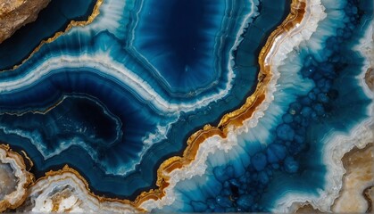 shiny blue agate gemstone crystal close-up texture background from Generative AI - obrazy, fototapety, plakaty