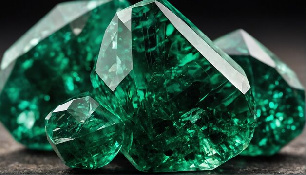 shiny green emerald gemstone crystal close-up texture background from Generative AI