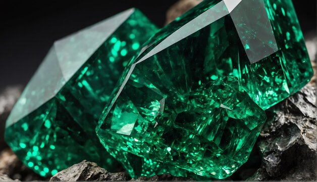 shiny green emerald gemstone crystal close-up texture background from Generative AI