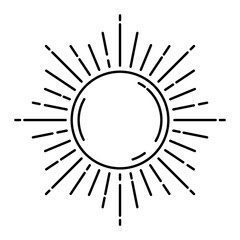 Black sun png clipart, mystic line art style for planner, transparent background