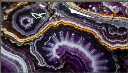 shiny purple agate gemstone crystal close-up texture background from Generative AI - obrazy, fototapety, plakaty