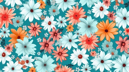 Girly flower pattern for repeat design Generative AI