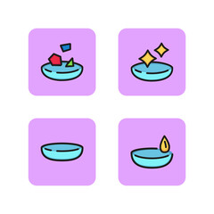 Quality contact lens line icon set. High quality, eye drops, poor lens contact, dryness. Lens care concept. Vector illustration for web design and apps