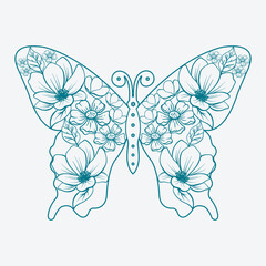 Floral Butterfly Laser Cut Design 