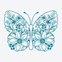 Floral Butterfly Laser Cut Design 