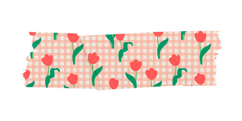 Tulip washi tape png sticker, cute girly design, transparent background