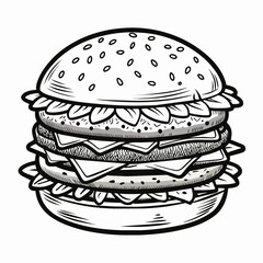Hamburger on a black background Vector Illustration 