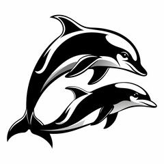 Silhouette of a dolphin Vector Illustration 