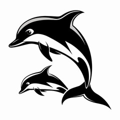 Obraz premium Dolphin isolated on white Vector Illustration 